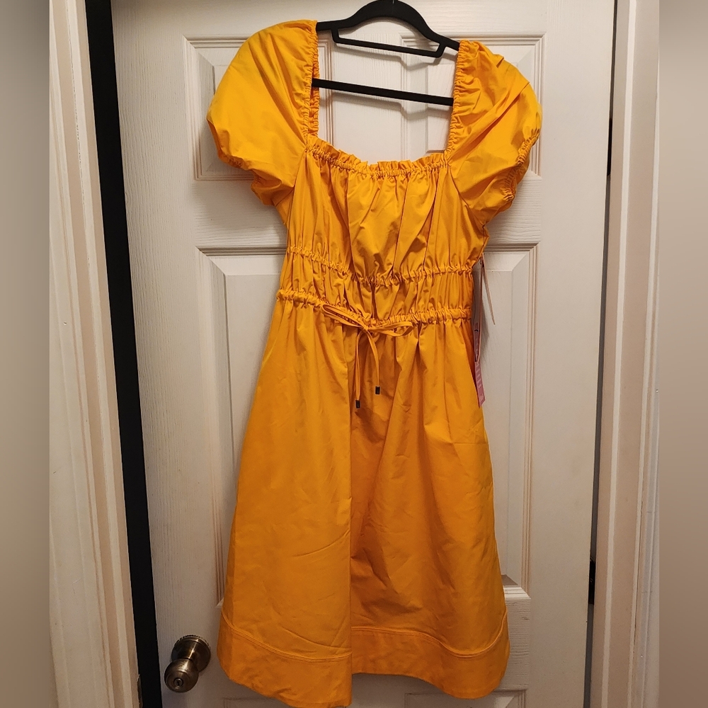LTD yellow orange puff sleeve dress NWT